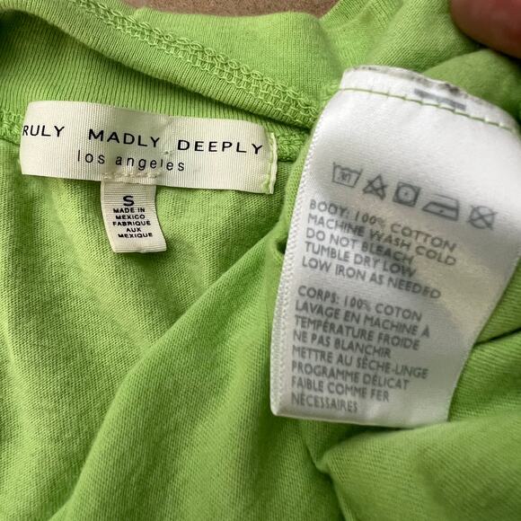 Truly Madly Deeply (S) Green Worn In Distressed Crop Top Tee Shirt - Picture 7 of 7
